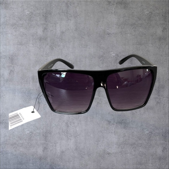 Over size black retro square flat top sunglasses NWT - Picture 2 of 4